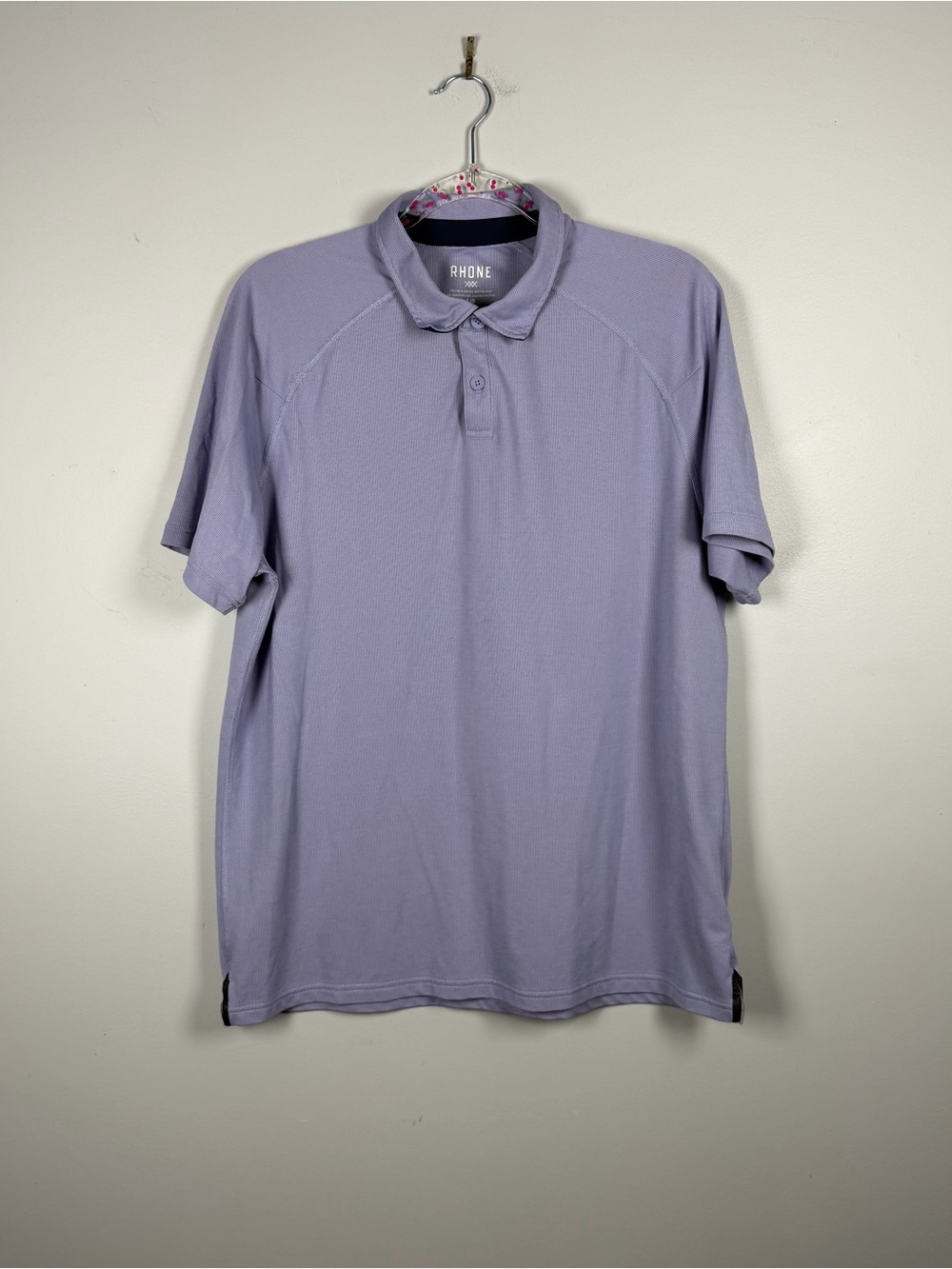 Rhone Delta Pique Polo Shirt Mens Large Purple Golf Performance Stretch Preppy